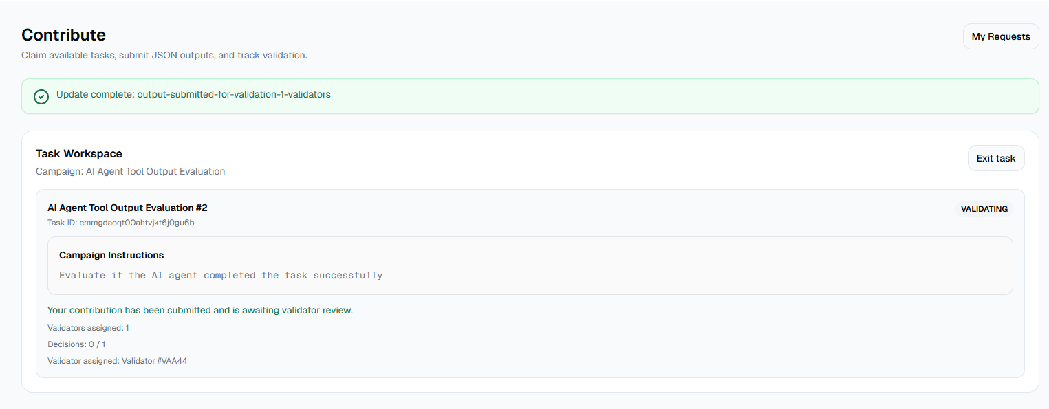 Verified receipt for completed work